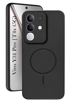 For Vivo T4x | Vivo Y31 Pro Back Cover Case PU Leather (Texture Grip Design | Professional Minimalist | Camera Protection | Soft and Flexible)
