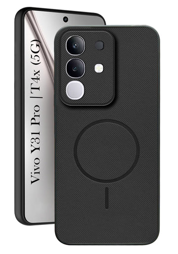 For Vivo T4x | Vivo Y31 Pro Back Cover Case PU Leather (Texture Grip Design | Professional Minimalist | Camera Protection | Soft and Flexible)