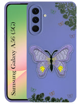 For Samsung Galaxy A56 Back Cover Case (Soft Butterfly Embroidery | Women Teen Girls | Camera Protection| Matte Silicone)