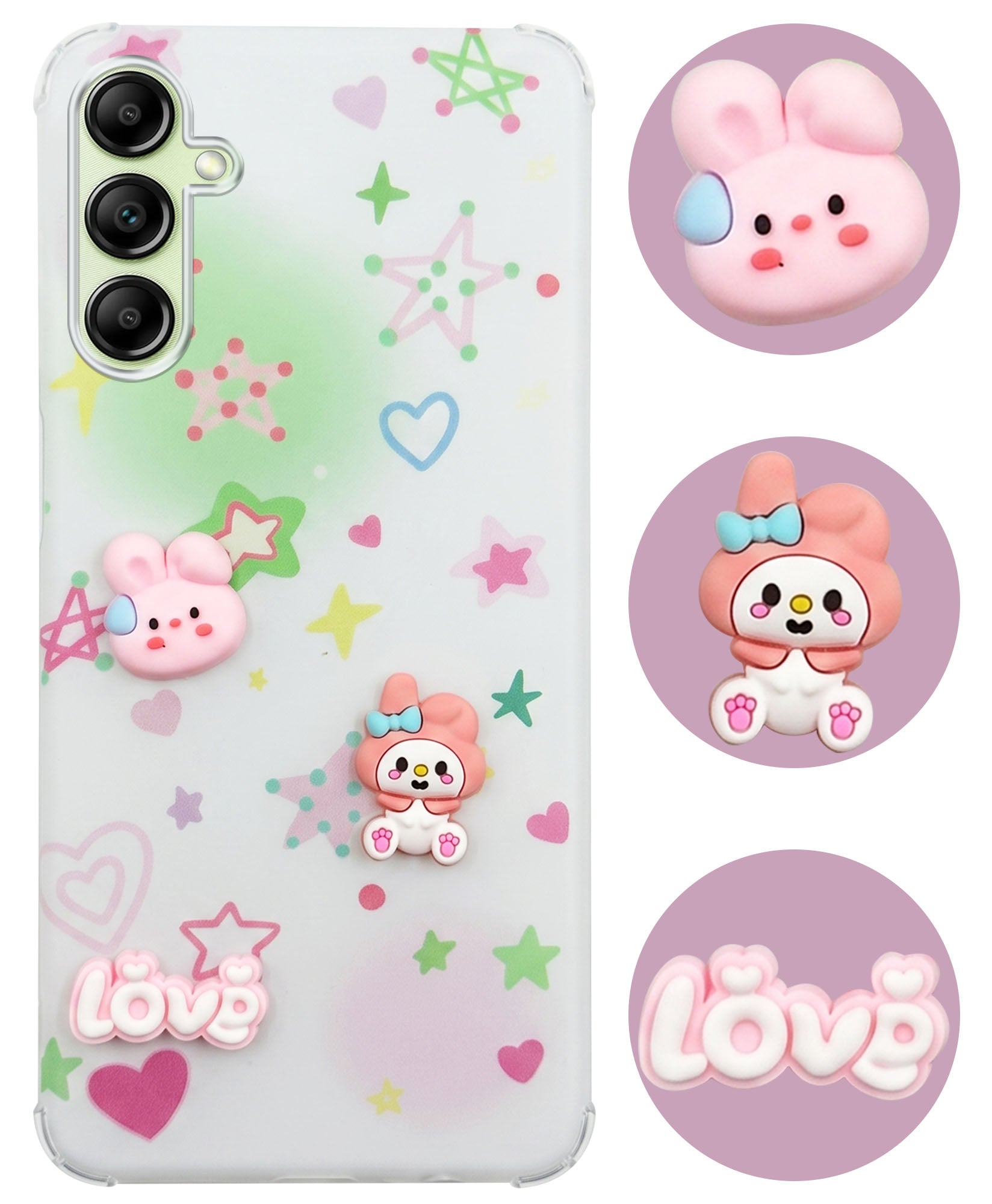 For Samsung Galaxy A14 4G | 5G Back Cover Case (3D Cute Cartoons | Hard Back Side Soft | Matte Premium Finish | HD Printing)