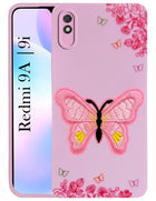For Xiaomi Mi Redmi 9A | Redmi 9i Back Cover Case (Soft Butterfly Embroidery | Women Teen Girls | Camera Protection| Matte Silicone)