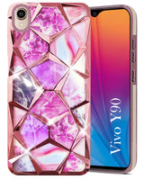 For Vivo Y90 Back Cover Case (Dual Design Glitter Sparkle and Detachable Diamond Print Case | Soft and Flexible)