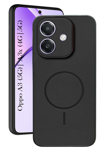 For Oppo A3X (4G/5G) | Oppo A3 5G Back Cover Case PU Leather (Texture Grip Design | Professional Minimalist | Camera Protection | Soft and Flexible)