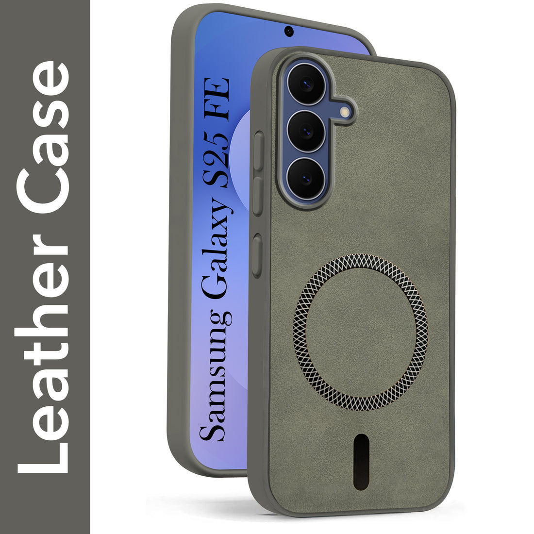 For Samsung Galaxy S25 FE Back Cover Case Leather Finish (MagSafe Compatible Wireless Charging | Soft Touch | Camera Bump Protection)