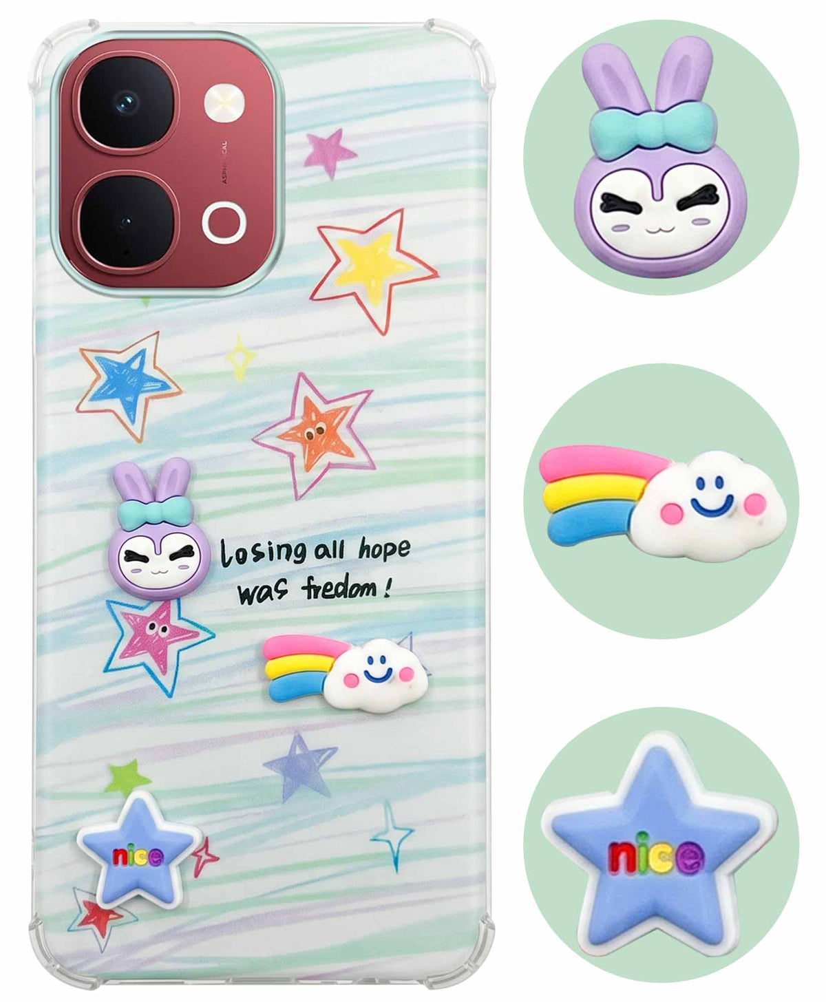 For Vivo Y31T 5G Back Cover Case (3D Cute Cartoons | Hard Back Side Soft | Matte Premium Finish | HD Printing)