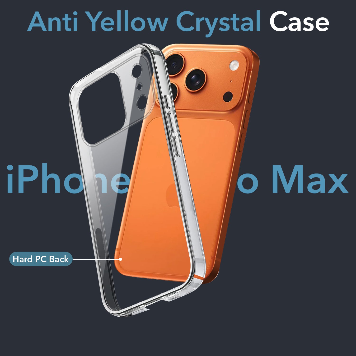 For Apple iPhone 17 Pro Max Back Cover Case (Sleek Hard Crystal | Shockproof and Camera Protection)