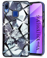 For Vivo Y91 | Vivo Y93 | Vivo Y95 Back Cover Case (Dual Design Glitter Sparkle and Detachable Diamond Print Case | Soft and Flexible)