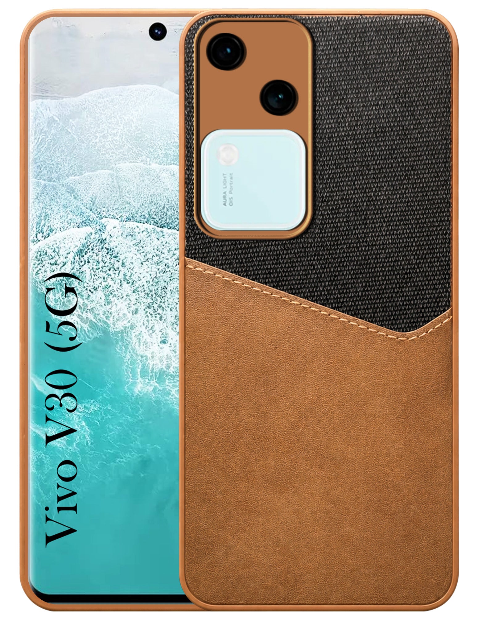 For Vivo V30 Back Cover Case (Dual PU Leather Stitch | Professional Minimalist | Soft and Flexible)