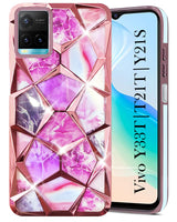 For Vivo Y33T | Vivo Y21T | Vivo Y21s Back Cover Case (Dual Design Glitter Sparkle and Detachable Diamond Print Case | Soft and Flexible)