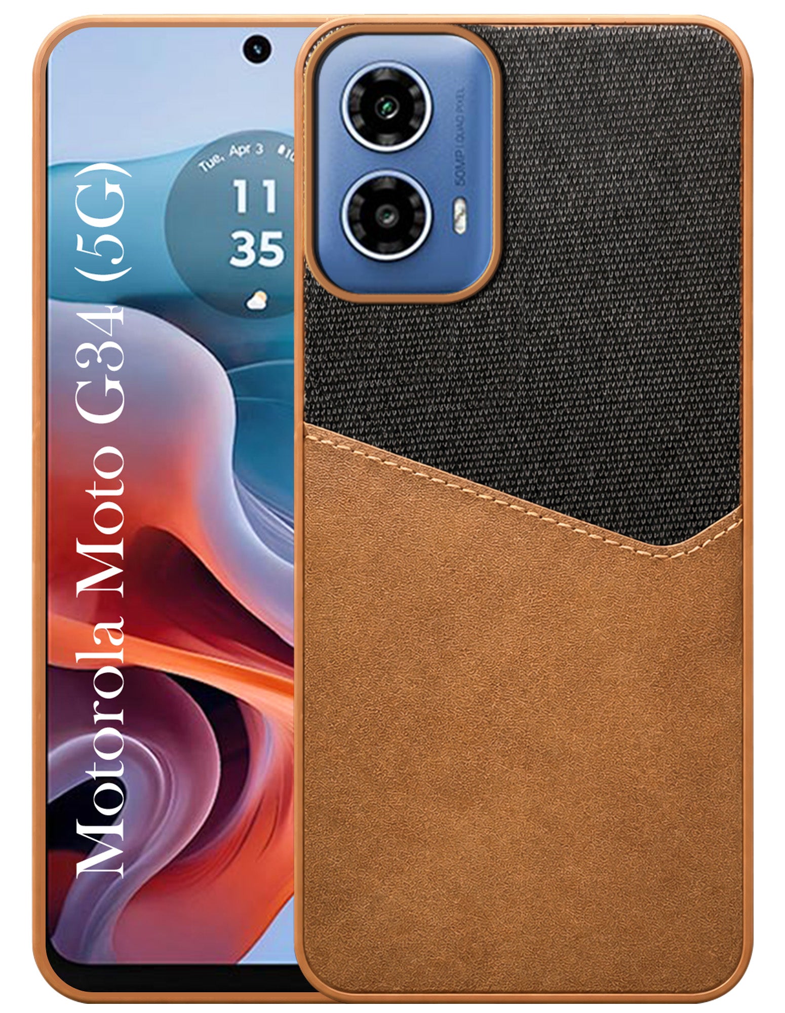 For Motorola Moto G34 5G Back Cover Case (Dual PU Leather Stitch | Professional Minimalist | Soft and Flexible)