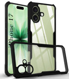 For Apple iPhone 17 Back Cover Case (Shockproof with Polycarbonate Clear Panel | Professional Black)