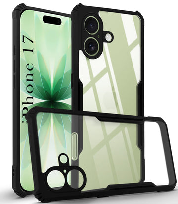 For Apple iPhone 17 Back Cover Case (Shockproof with Polycarbonate Clear Panel | Professional Black)