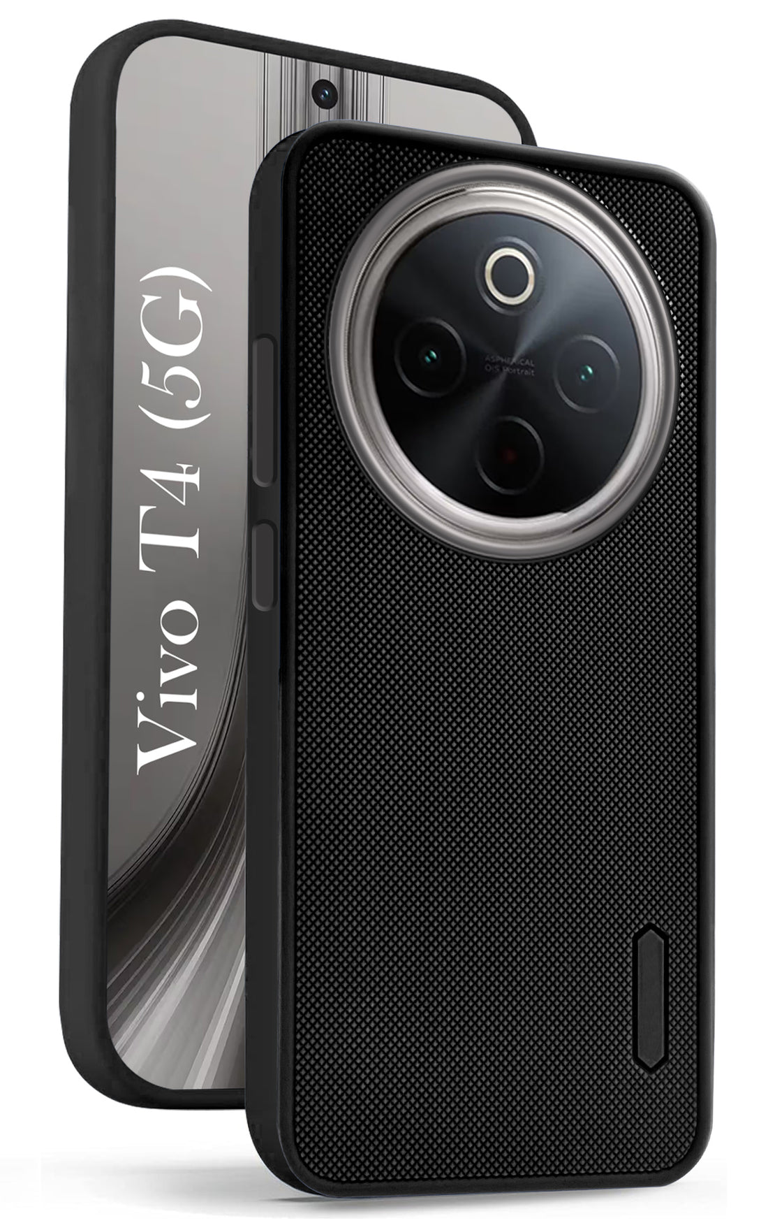 For Vivo T4 Back Cover Case (Textured Grip Design | Micro-Fiber Cloth Inside | Slim and Light Weight | Soft Touch and Feel | Black)