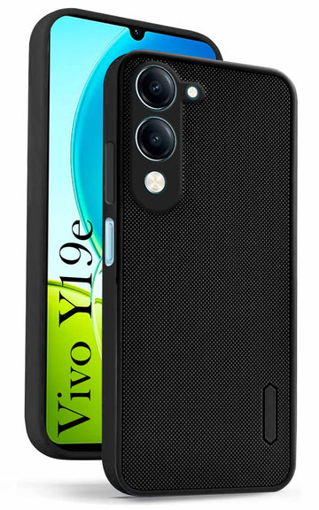 For Vivo Y19 | Vivo Y19e | Vivo T4 Lite (Textured Grip Design | Micro-Fiber Cloth Inside | Slim and Light Weight | Soft Touch and Feel | Black)