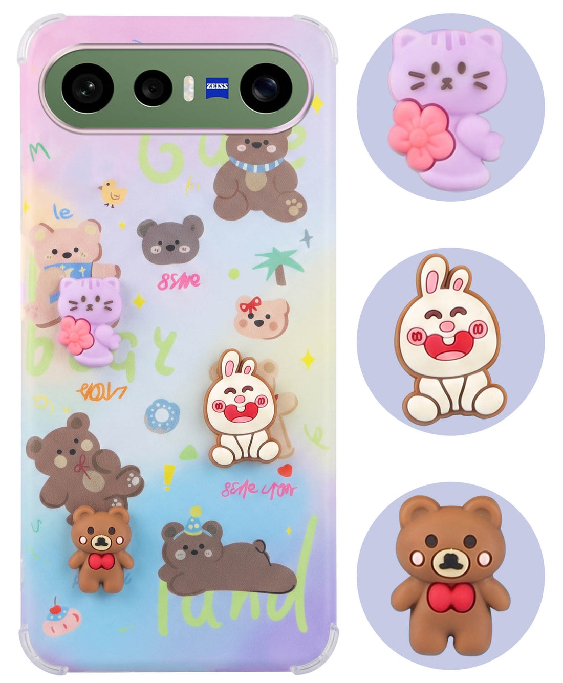For Vivo X300 FE Back Cover Case (3D Cute Cartoons | Hard Back Side Soft | Matte Premium Finish | HD Printing)