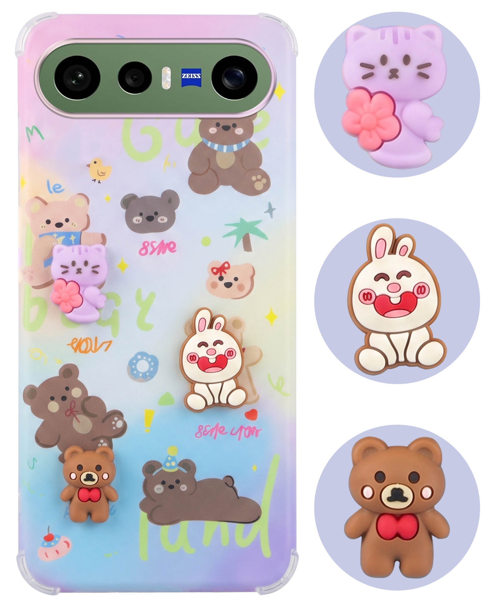 For Vivo X300 FE Back Cover Case (3D Cute Cartoons | Hard Back Side Soft | Matte Premium Finish | HD Printing)