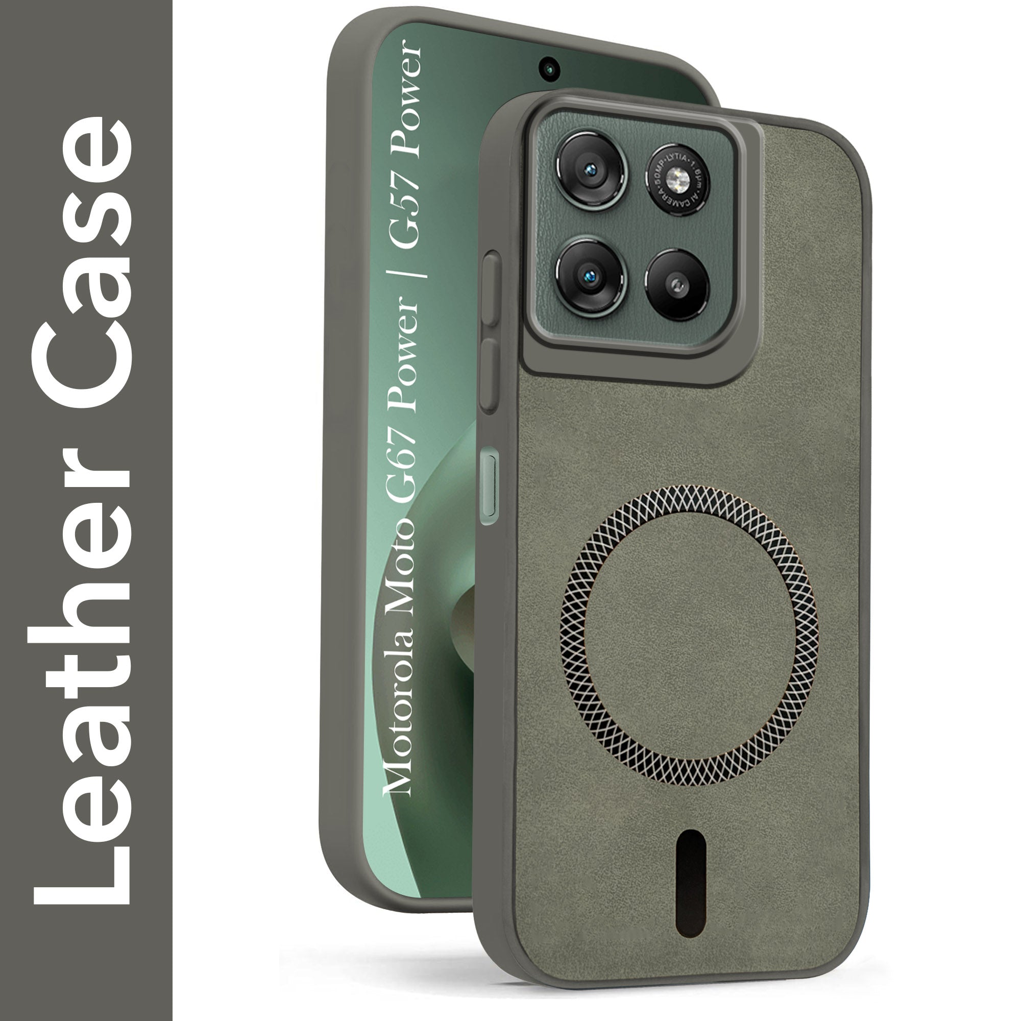 For Motorola Moto G67 Power | G57 Power Back Cover Case Leather Finish (MagSafe Compatible Wireless Charging | Soft Touch | Camera Bump Protection)
