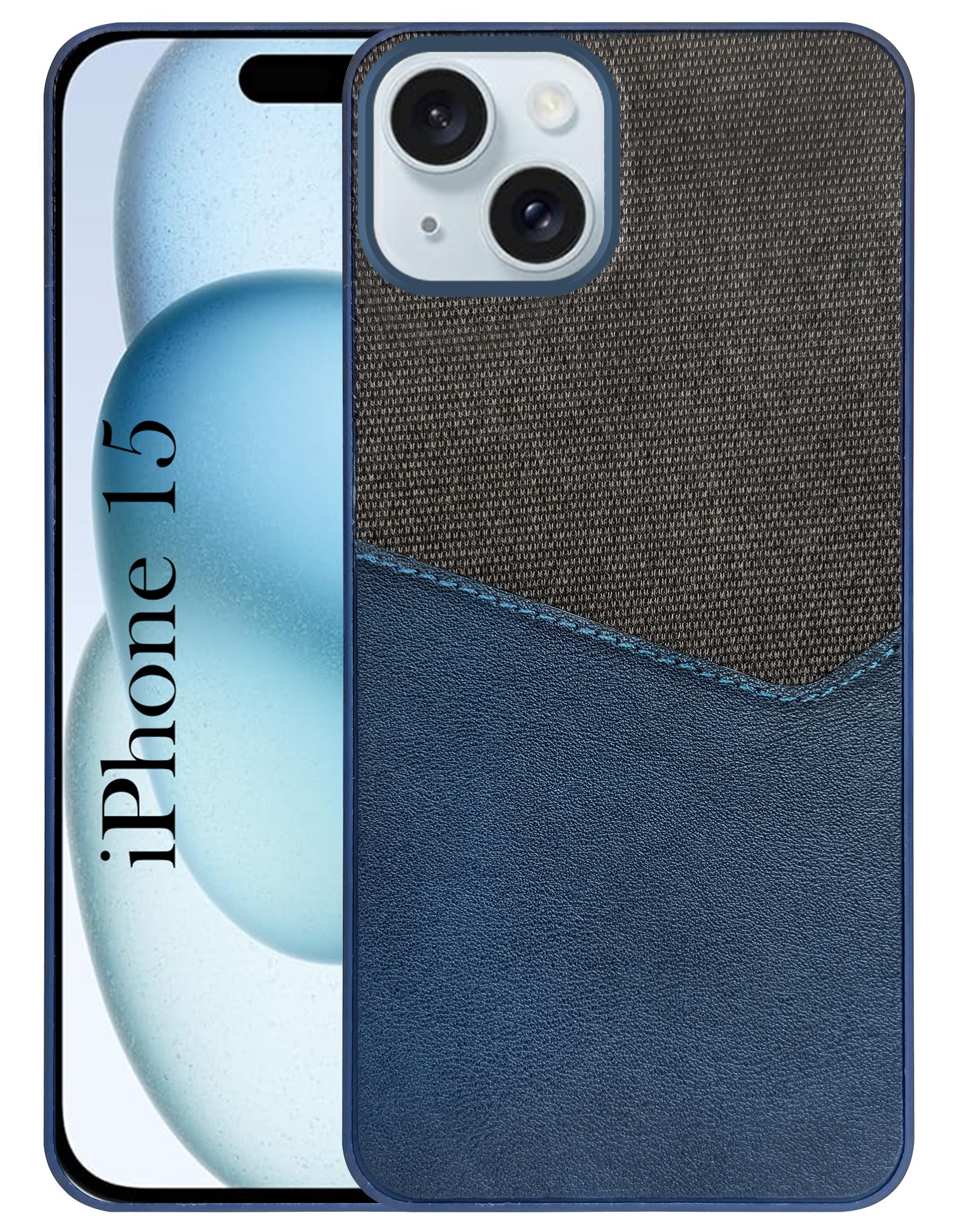 For Apple iPhone 15 Back Cover Case (Dual PU Leather Stitch | Professional Minimalist | Soft and Flexible)
