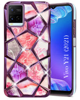 For Vivo Y21 2021 Back Cover Case (Dual Design Glitter Sparkle and Detachable Diamond Print Case | Soft and Flexible)