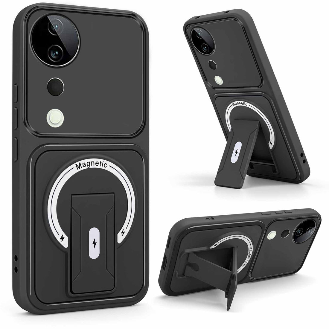 For Vivo T3 Ultra Back Case Cover Metallic (Hybrid Armor Kickstand | MagSafe Compatible | Camera Protection Shockproof)