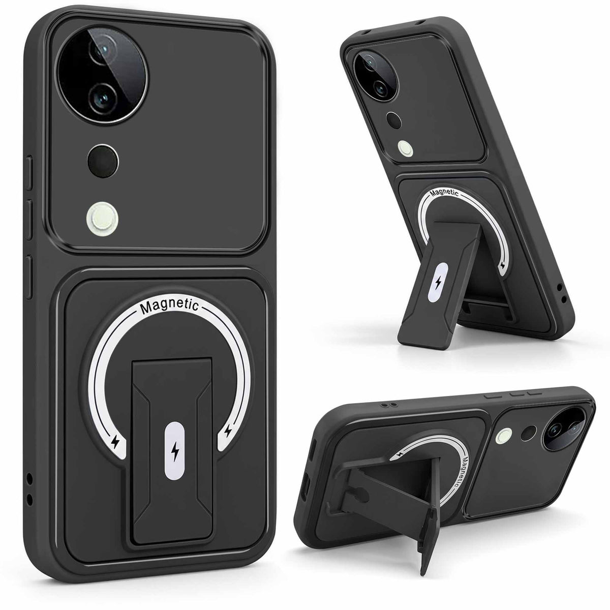 For Vivo T3 Ultra Back Case Cover Metallic (Hybrid Armor Kickstand | MagSafe Compatible | Camera Protection Shockproof)