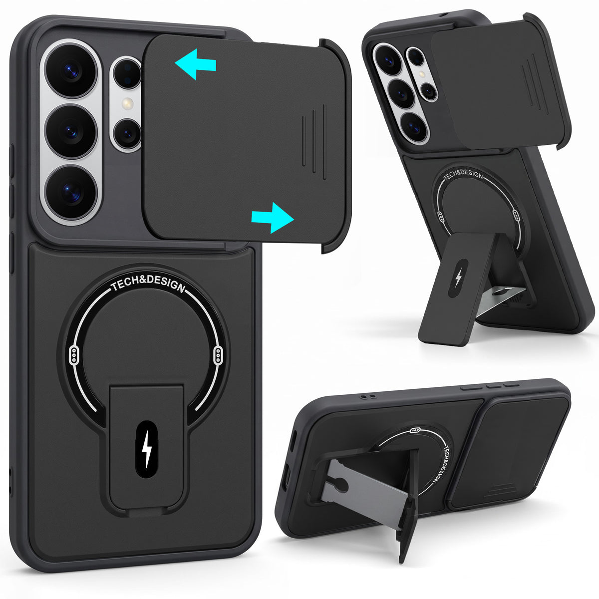 For Samsung Galaxy S26 Ultra Back Case Cover Metallic (Hybrid Armor Kickstand | Sliding Shutter Camera Protection | MagSafe Compatible)