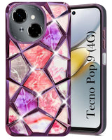 For Tecno Pop 9 4G Back Cover Case Compatible With  ( Dual Design Glitter Sparkle and Detachable Diamond Print Case | Soft and Flexible)