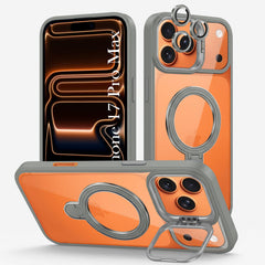 For Apple iPhone 17 Pro Max Back Cover Case Crystal (Lifetime Anti Yellow | Magnetic Ring Stand | Camera Lens Protection | MagSafe Compatible)