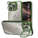 For Apple iPhone 16 Pro Max Back Cover Case (Camera Lens Glass | Metal Stand Holder | Shockproof Hybrid | Anti Yellow)