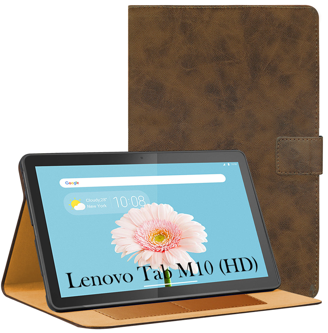 For Lenovo Tab M10 HD (X505X) 10.1 Inch Flip Cover Folio Cover (PU Leather | Multi-Angle Smart Stand | Card Storage Slots | Silicone Back Pouch)