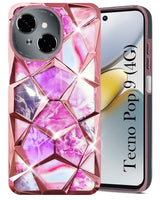 For Tecno Pop 9 4G Back Cover Case Compatible With  ( Dual Design Glitter Sparkle and Detachable Diamond Print Case | Soft and Flexible)