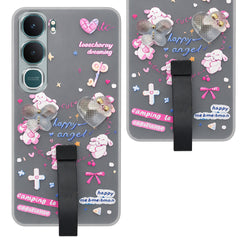 For Vivo Y31 5G Back Cover Case (3D Cute Heart Strap Holder | Camera Protection | Designer Girls Print)