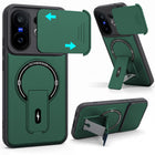 For Vivo X200 FE Back Case Cover Metallic (Hybrid Armor Kickstand | Sliding Shutter Camera Protection | MagSafe Compatible)