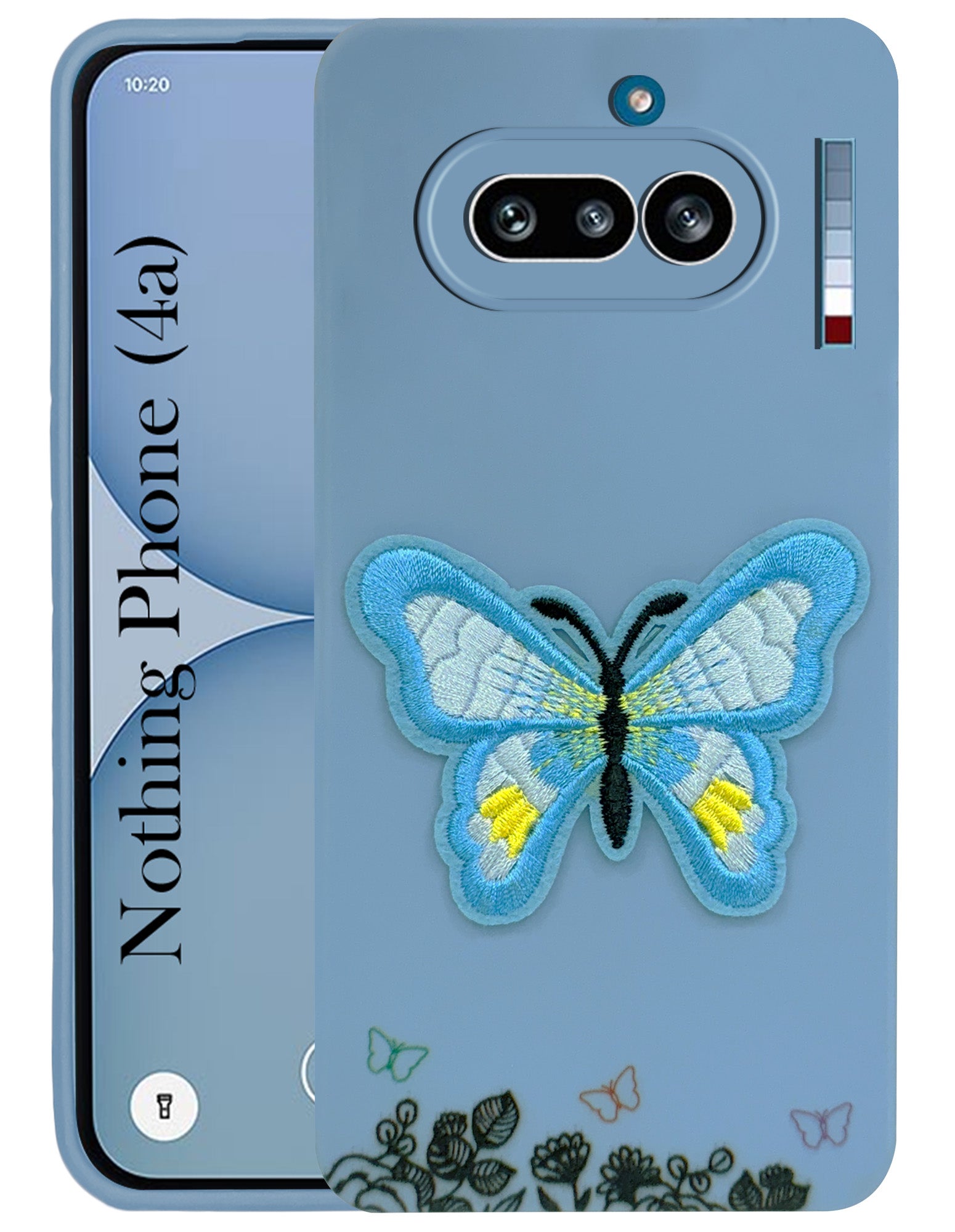 For Nothing Phone 4A 5G Back Cover Case (Soft Butterfly Embroidery | Women Teen Girls | Camera Protection| Matte Silicone)