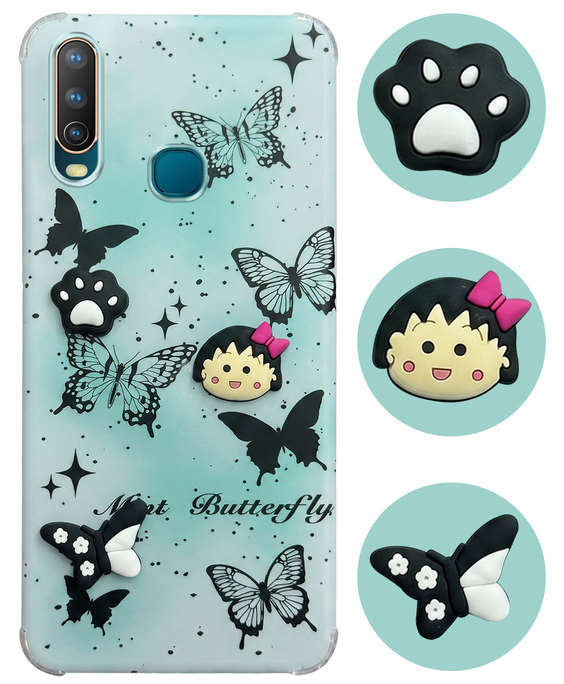For Vivo U10 Back Cover Case (3D Cute Cartoons | Hard Back Side Soft | Matte Premium Finish | HD Printing)