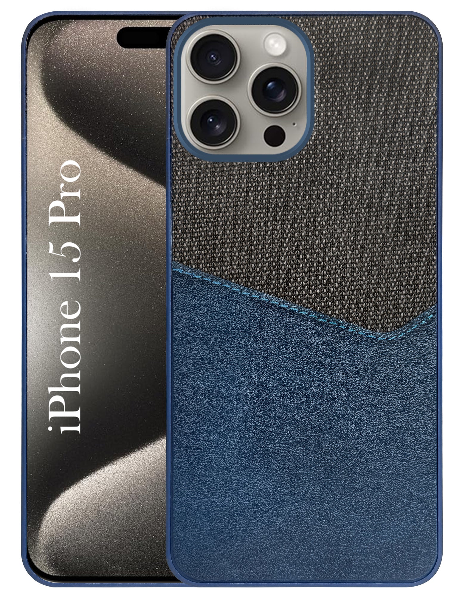 For Apple iPhone 15 Pro Back Cover Case (Dual PU Leather Stitch | Professional Minimalist | Soft and Flexible)