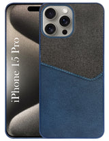 For Apple iPhone 15 Pro Back Cover Case (Dual PU Leather Stitch | Professional Minimalist | Soft and Flexible)