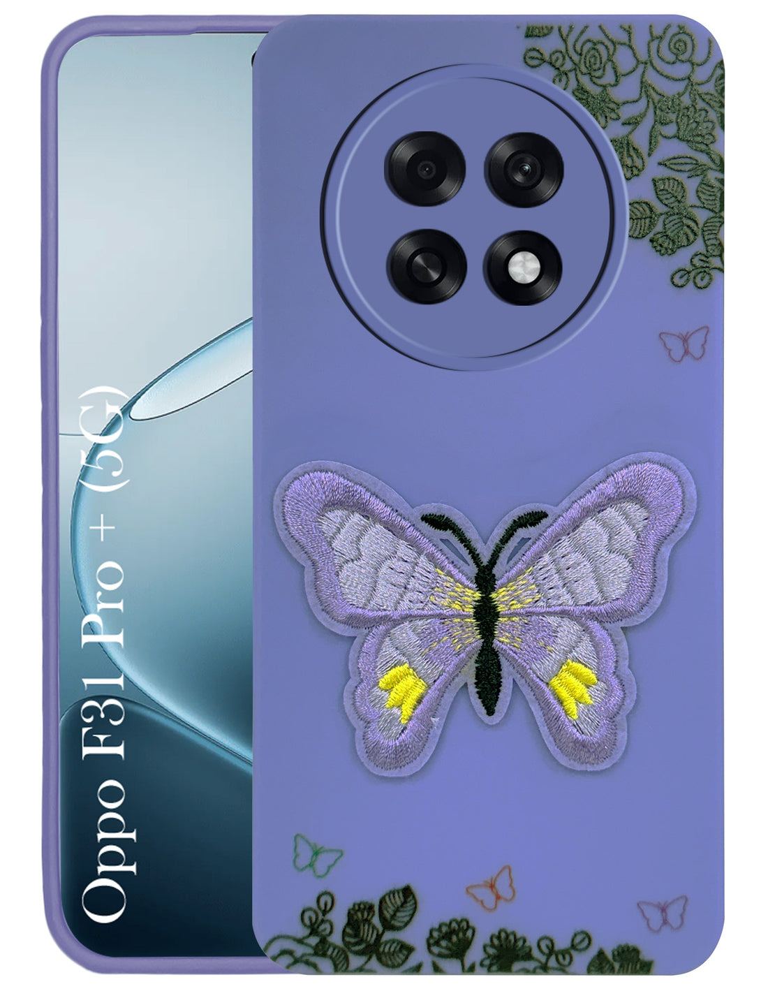 For Oppo F31 Pro Plus Back Cover Case (Soft Butterfly Embroidery | Women Teen Girls | Camera Protection| Matte Silicone)