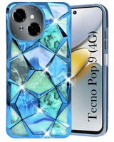 For Tecno Pop 9 4G Back Cover Case Compatible With  ( Dual Design Glitter Sparkle and Detachable Diamond Print Case | Soft and Flexible)