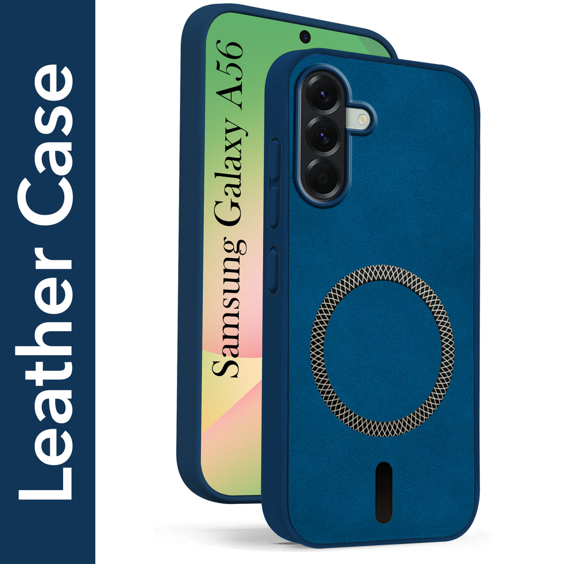 For Samsung Galaxy A56 Back Cover Case Leather Finish (MagSafe Compatible Wireless Charging | Soft Touch | Camera Bump Protection)