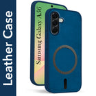 For Samsung Galaxy A56 Back Cover Case Leather Finish (MagSafe Compatible Wireless Charging | Soft Touch | Camera Bump Protection)