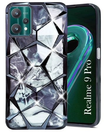 For Realme 9 Pro Back Cover Case ( Dual Design Glitter Sparkle and Detachable Diamond Print Case | Soft and Flexible)
