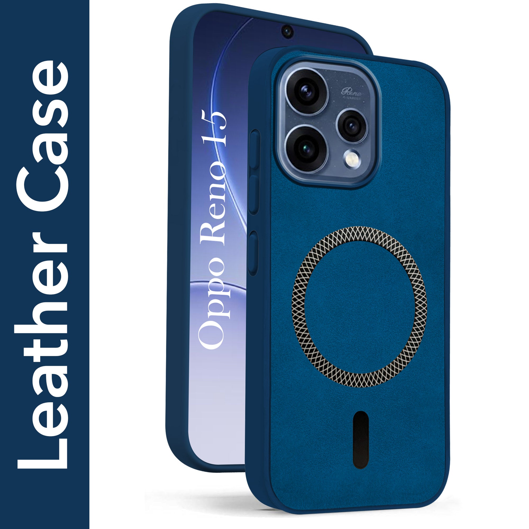 For Oppo Reno15 5G | Oppo Reno 15 5G Back Cover Case Leather Finish (MagSafe Compatible Wireless Charging | Soft Touch | Camera Bump Protection)