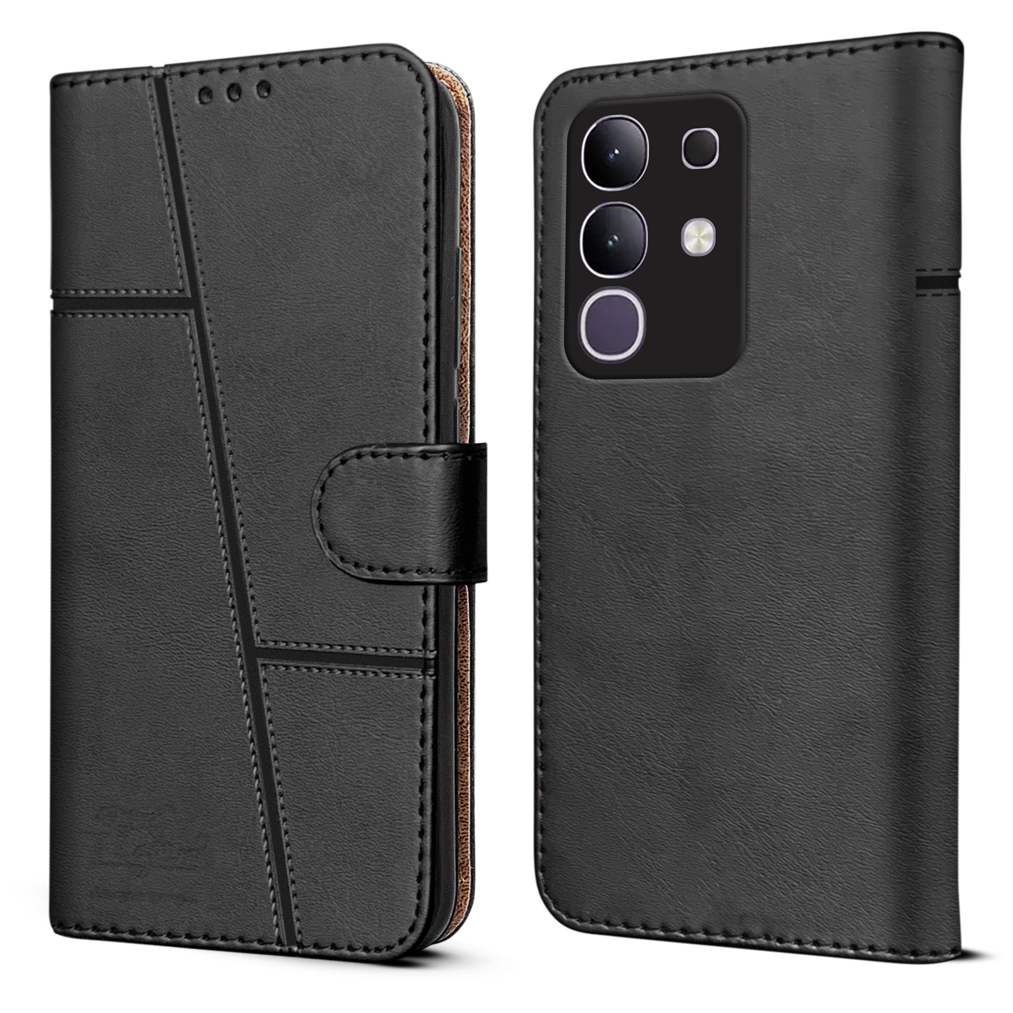 For Vivo T4x | Vivo Y31 Pro Flip Case Cover (Stitched Leather with Magnetic Closure)