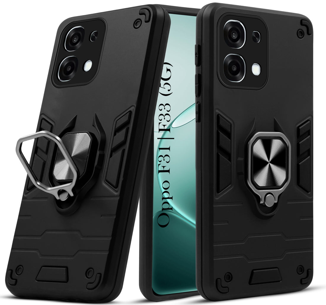 For Oppo F31 5G | Oppo F33 5G Back Cover Case Hybrid Armor (Shockproof Dual Layer Polycarbonate |Ring Holder Kickstand)