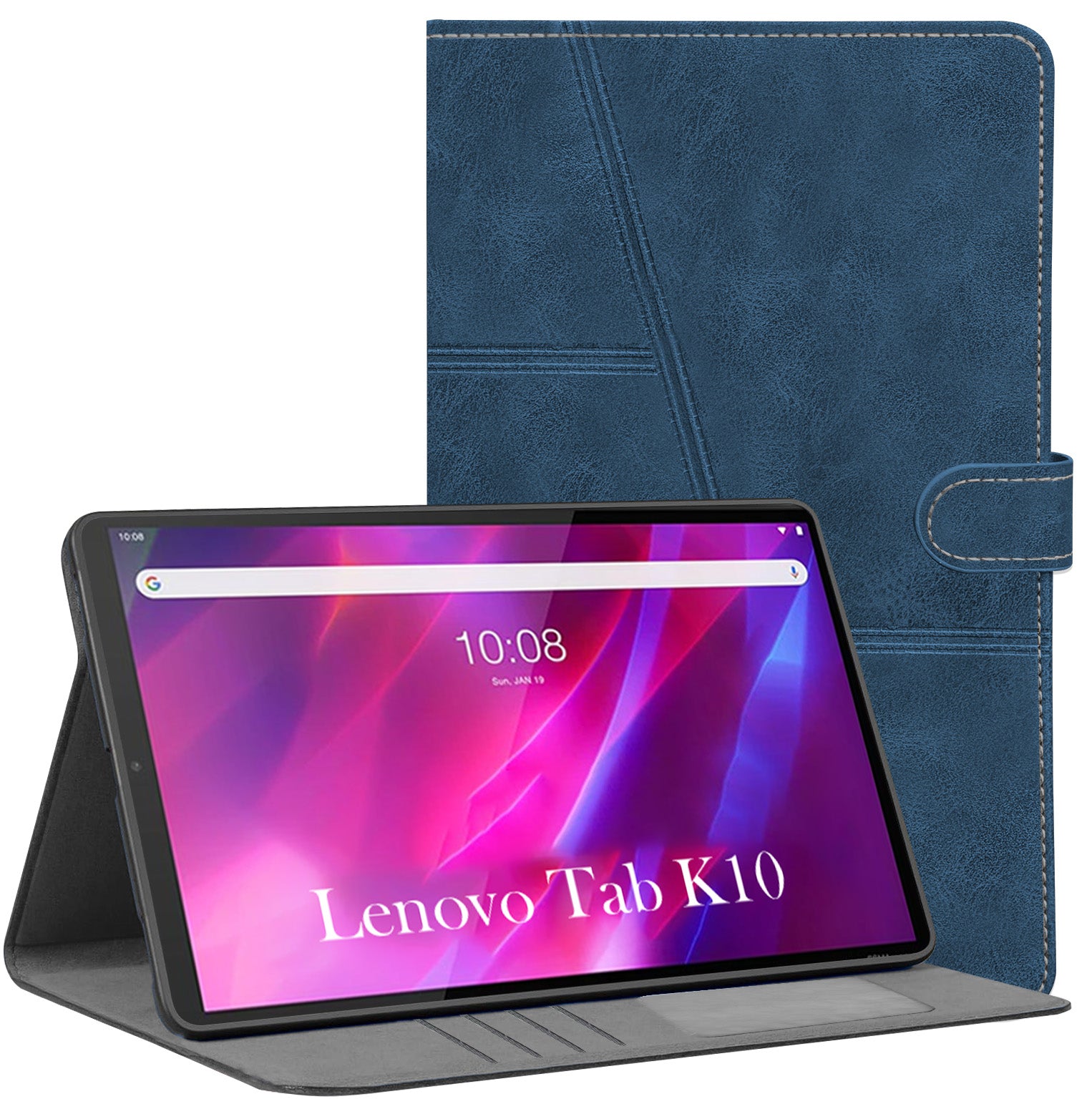For Flip Cover Folio Case  Lenovo Tab K10 10 Inch TB-X6C6F / X6C6X  (PU Leather | Multi-Angle Smart Stand | Card Storage Slots | Silicone Back Pouch)