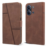 For Redmi 15C Flip Cover Case (Stitched Leather with Magnetic Closure | Black)