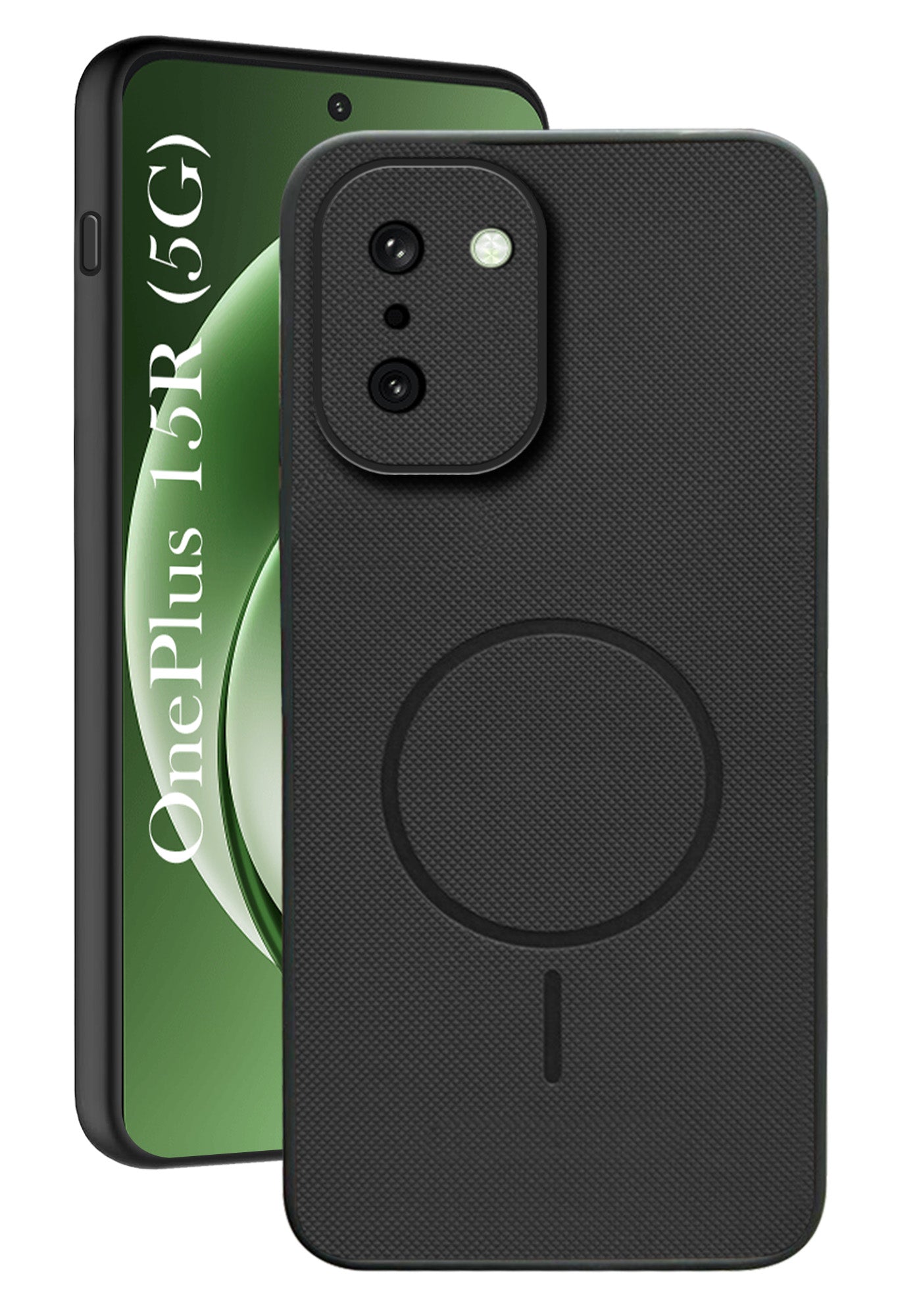 For OnePlus 15R Back Cover Case PU Leather (Texture Grip Design | Professional Minimalist | Camera Protection | Soft and Flexible)