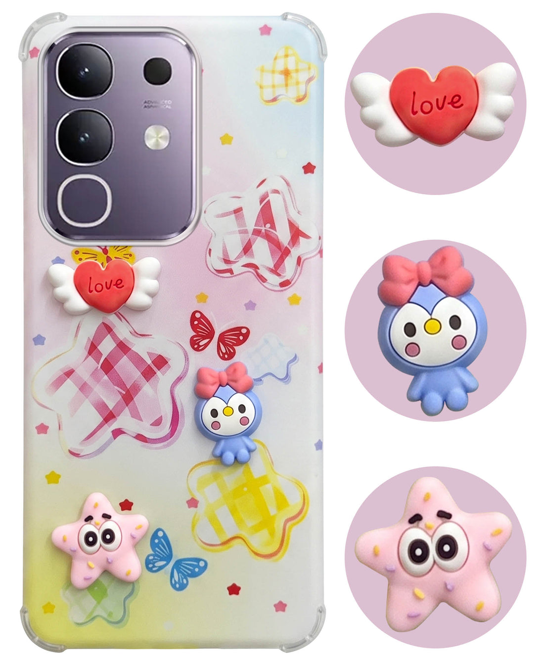 For Vivo T4x | Vivo Y31 Pro Back Cover Case (3D Cute Cartoons | Hard Back Side Soft | Matte Premium Finish | HD Printing)