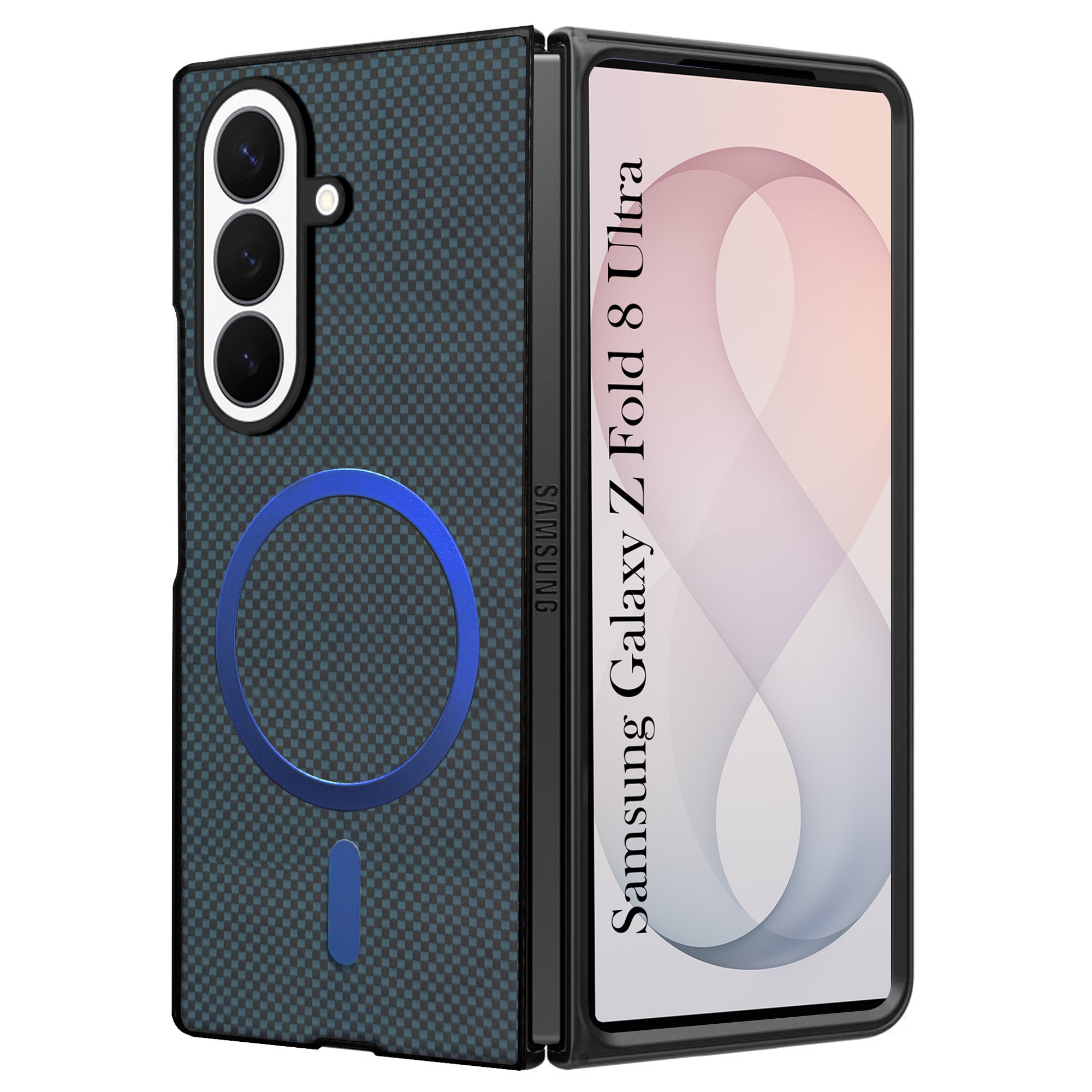 For Samsung Galaxy Z Fold 8 Ultra Back Case Cover (MagSafe Wireless Charging Compatible | Hexa Leather Finish | Inside Microfiber Cloth)